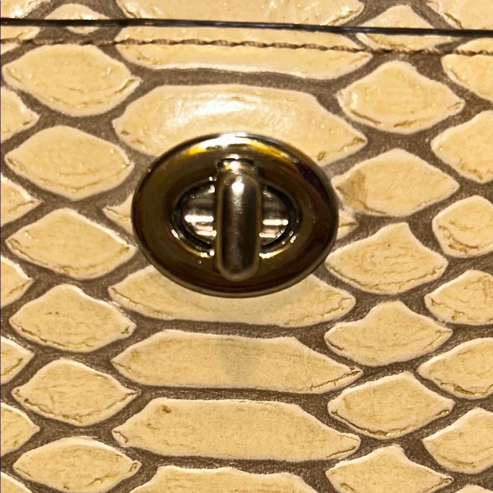 Coach Park Python Continental Long Wallet  Beige & Brown  Pte- owned